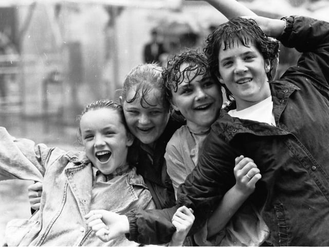 1987... Having fun at a rain-soaked summer festival in Guildhall Square.