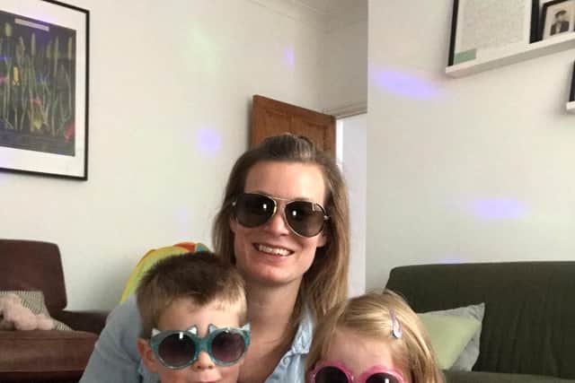 Three-year-old Ailbe, Mum Katie and 5-year-old Matilda Swift