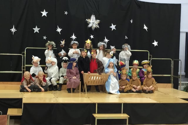 The cast of the FS2 nativity at St John Fisher school