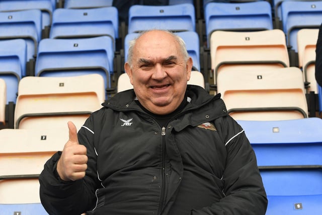 A Rovers fan gives the thumbs up ahead of his side's game.
