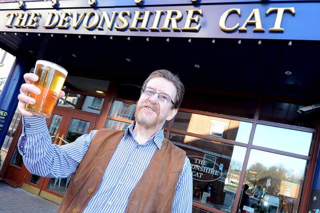 Abbeydale Brewery founder Patrick Morton outside The Devonshire Cat, after the company took over the pub in January 2014.