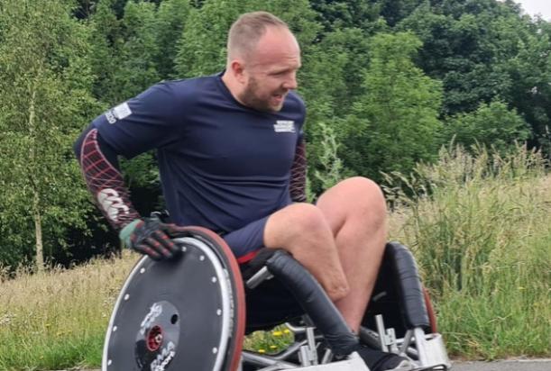 Dave Wilkinson, from Mansfield Woodhouse, who served with the Royal Signals, completed 250 laps of the running track at Berry Hill Park in his rugby wheelchair in 11.5 hours.
He had already done 100 kilometres earlier in June, so has completed 200 kilometres in total. Dave smashed his £1,000 fundraising target by raising more than £1,550 (about £1,800 including gift aid) for the Royal Signals Charity.