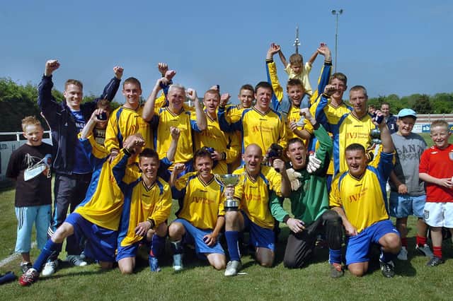 Purbrook Sports celebrate after winning the Len Day Cup at Fareham's Cams Alders, May 2007. Picture: Michael Scaddan.