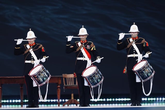 Royal Marine drummers at D-Day 75. Picture: Chris Moorhouse 