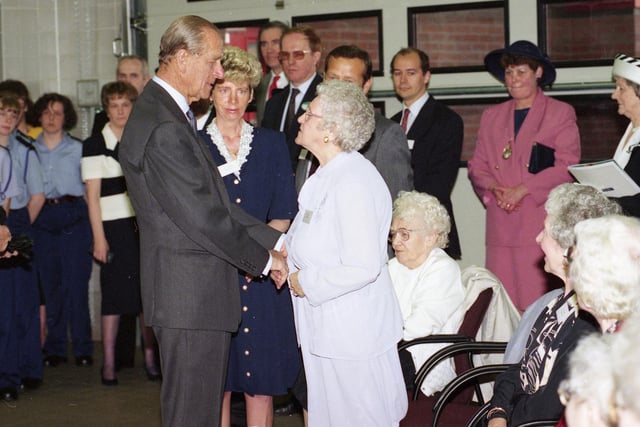 Taking time for a chat in 1993. Do you recognise the people in the picture with Prince Philip?