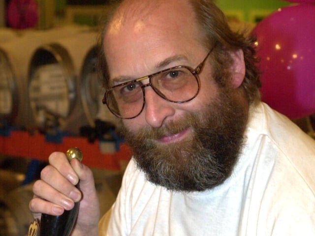 The 28th Steel City beer festival held at St Phillips Club Daisy Walk, Netherthorpe, Sheffield. Mick Moss, regional director of CAMRA pulled a glass of Stannington Stout which is brewed at the Hillsborough Hotel, Langsett Road, Hillsborough back in 2002