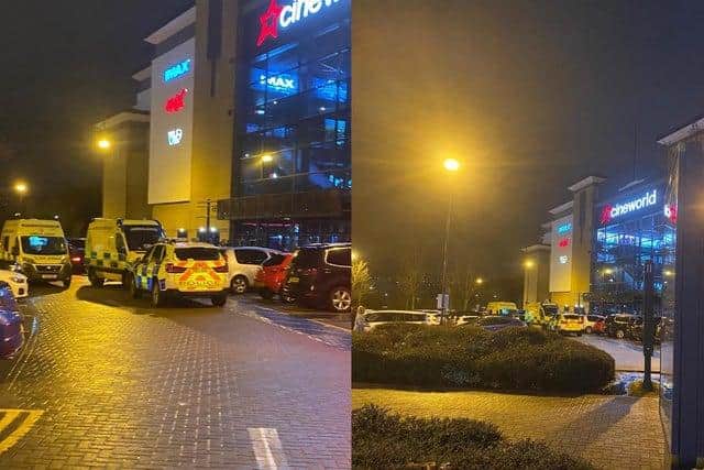 Police officers and paramedic were seen at Cineworld last Friday night