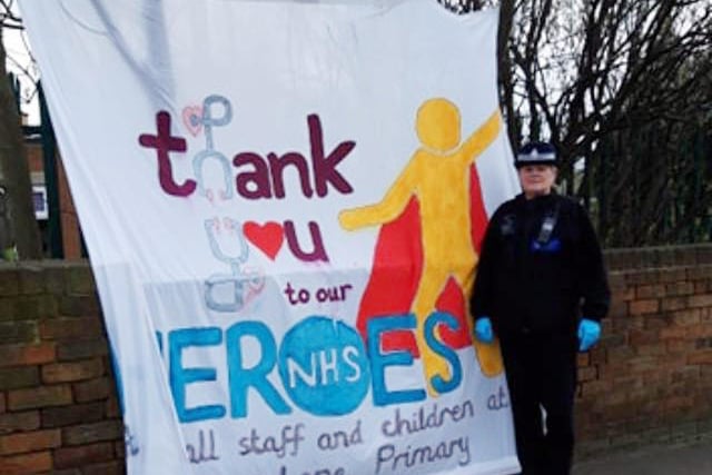 A banner thanking NHS heroes in Barnsley