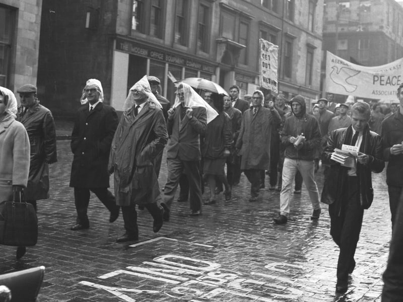 Anti-Vietnam war protesters march at a peace rally in Queen’s Park in June 1966.