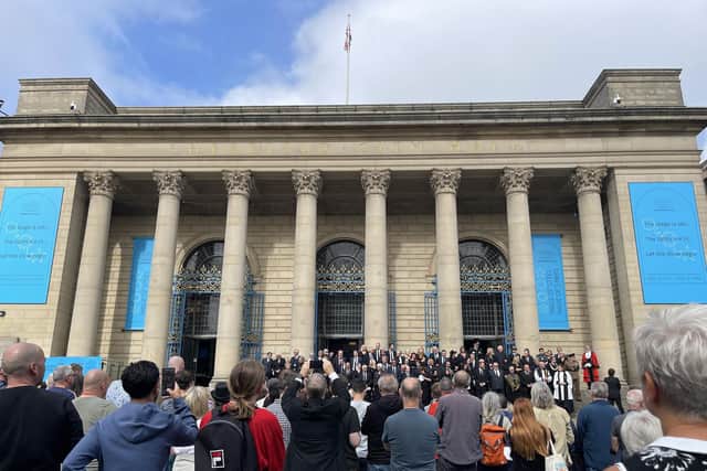 Crowds filled Barker’s Pool to hear the proclamation of King Charles III for South Yorkshire today.