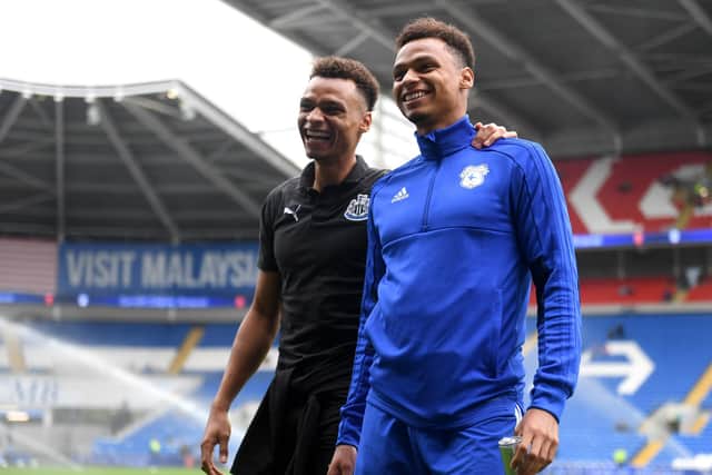 Jacob Murphy of Newcastle United and Josh Murphy of Cardiff City pose for a picture. (Photo by Harry Trump/Getty Images)