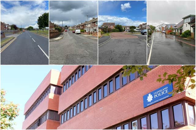 Some of the Hartlepool streets, top of picture, where most complaints of anti-social behaviour were made to Hartlepool Police, below, during April.