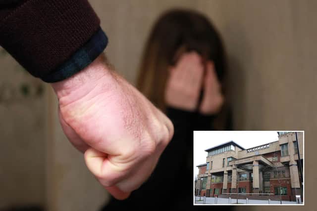 Sheffield Crown Court, pictured, has heard how a Sheffield thug has been given a suspended prison sentence after he tried to force underwear into his partner's mouth and slapped and throttled her.