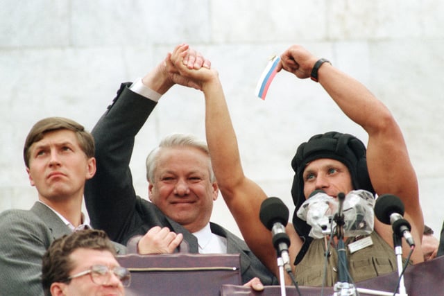 Soviet coup collapsed. Boris Yeltsin took over troops and Supreme Soviet legislative bodies reinstated president Mikhail Gorbachev as he returned from house arrest in the Crimea region.