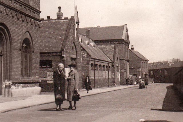 Church Close, old Hartlepool with the corner of St. Hilda's Hall on the left in 1940. Photo: Hartlepool Museum Service.