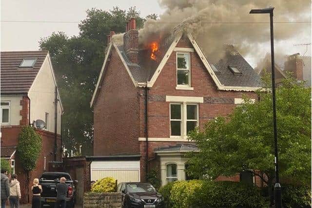 The house on Millhouses Lane that was struck by lightning and set on fire. James Pierce/PA Wire