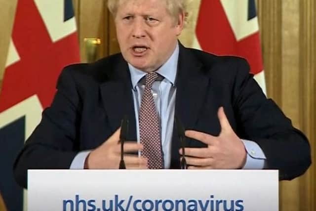 Prime Minister Boris Johnson speaking at a media briefing in Downing Street, London. PA Video/PA Wire