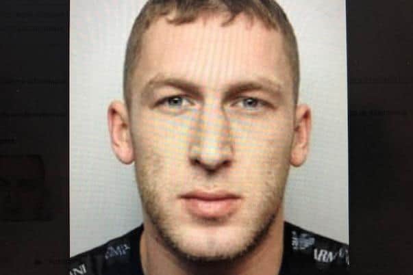 Pictured is Ashley Stocks, aged 31, of Greenwood Avenue, Sheffield, who has been jailed at Sheffield Crown Court for five-years and four-months after he admitted a robbery at the Hollinsend Premier store, on Nodder Road, Sheffield.