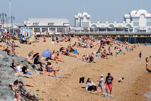 People flocked to Southsea seafront on Thursday, May 21 - the hottest day of the year. Picture: Sarah Standing (210520-2502)