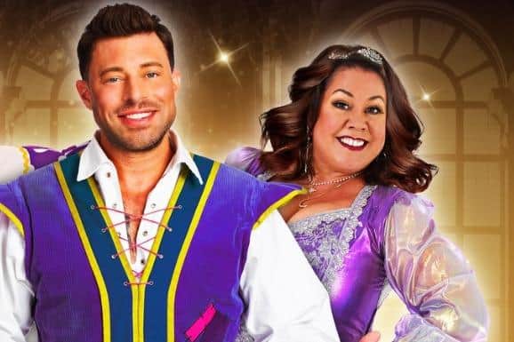 Duncan James and Jennie Dale are to star in the Lyceum Panto this year. Picture shows them on the publicity poster