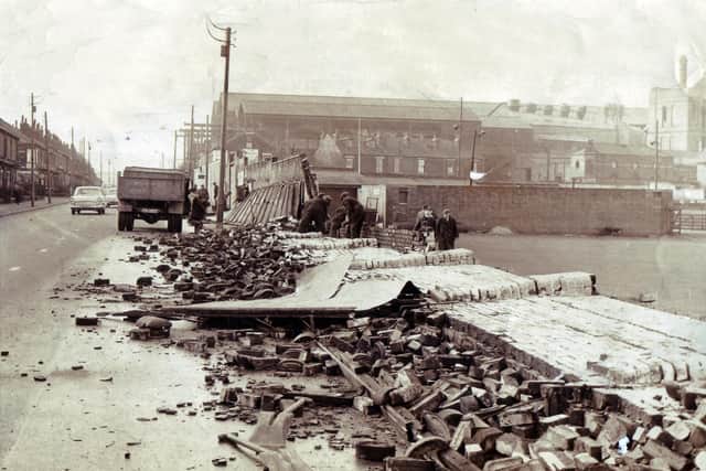 Sheffield Hurricane damage 16th February 1962
Shoreham Street side of Bramall Lane Ground