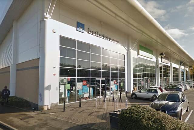A car crashed into a the Bathstore on the Archer Road Retail Park in Millhouses on Saturday