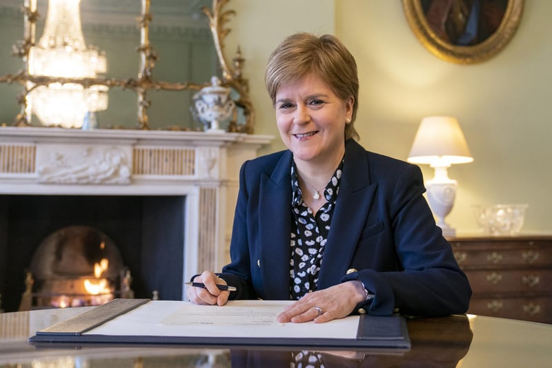 On March 28, outgoing First Minster of Scotland Nicola Sturgeon signed her official resignation letter to King Charles III in the Drawing Room at Bute House in Edinburgh.