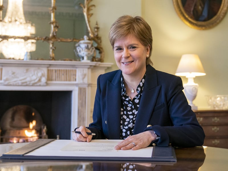 On March 28, outgoing First Minster of Scotland Nicola Sturgeon signed her official resignation letter to King Charles III in the Drawing Room at Bute House in Edinburgh.