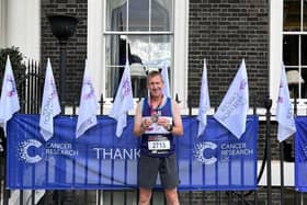 The marathon was the ninth for Dan Jarvis, who was one of 40,000 runners to take part in the 26.2 mile course through the capital yesterday (October 2).