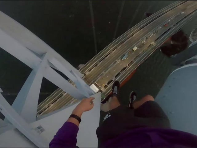 Earlier this year he and clung to the edge of a 180 metre-high (590 feet) balcony on the Madison apartment block in Canary Wharf, central London.