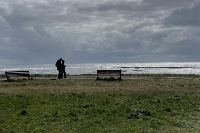 The view from Seaburn was as stunning as ever, but only this couple were there to see it. Picture by Frank Reid.