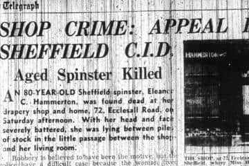 How the story appeared on the front page of the Sheffield Telegraph in January, 1945