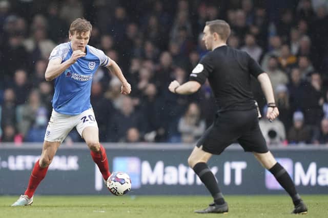 Portsmouth defender Sean Raggett became the subject of controversy in their defeat to Sheffield Wednesday. Pic: Jason Brown/ProSportsImages.
