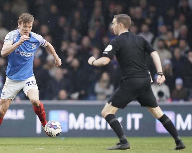 Portsmouth defender Sean Raggett became the subject of controversy in their defeat to Sheffield Wednesday. Pic: Jason Brown/ProSportsImages.