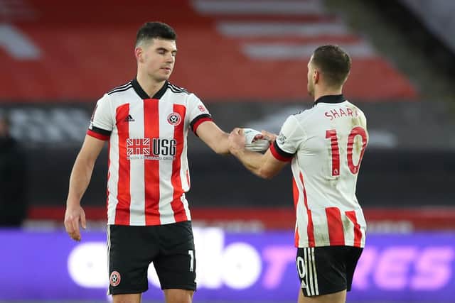 John Egan is back in the Sheffield United side to face Man City today after missing the Blades' win over Man Utd at Old Trafford on Wednesday night. Simon Bellis/Sportimage