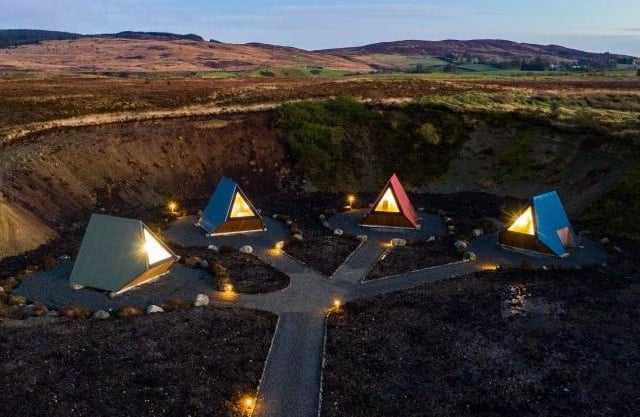 From £100 per night, gaze at the stars from the warm comfort of your cosy pod, dreamily positioned at the foothills of Northern Ireland's Sperrin Mountains. Each unit sleeps up to five people.