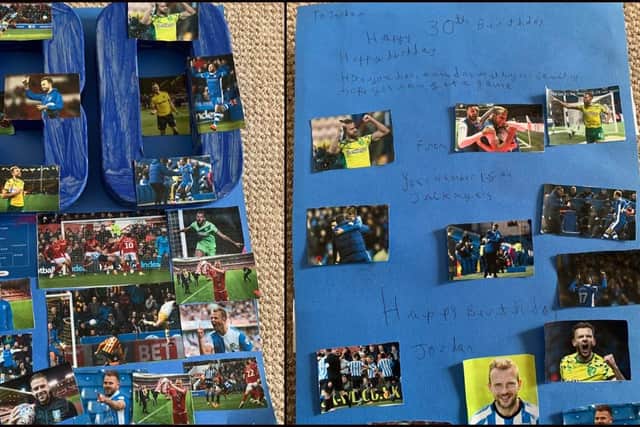 Jack made the Sheffield Wednesday striker a card for his 30th birthday.