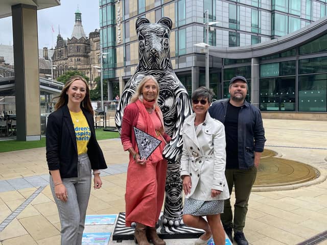 Sophie Coburn from the Children’s Hospital Charity, Selket, West One’s Andrea Marsden and artist Tom J Newell.