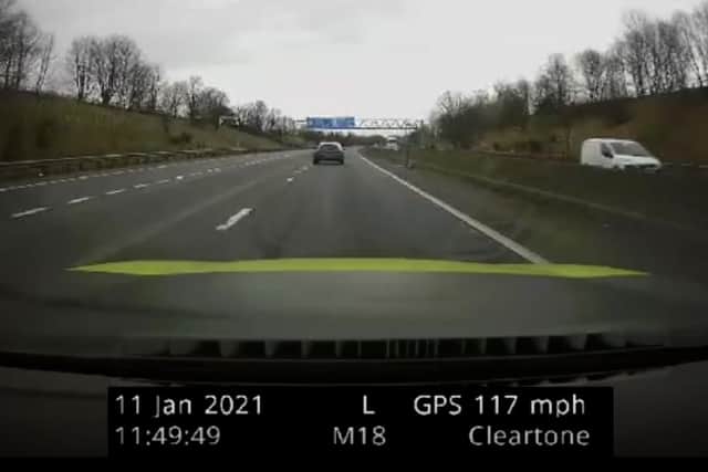 Kemp reached up to 145mph on the M18 during the pursuit.