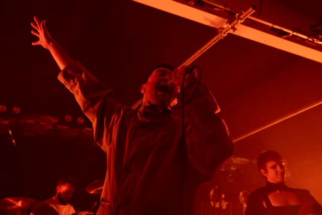 Irish guitar icons Gurriers overcome shredded vocal cords to deliver a visceral inferno of a set. (Photo: Luc Burke-Lejeune).