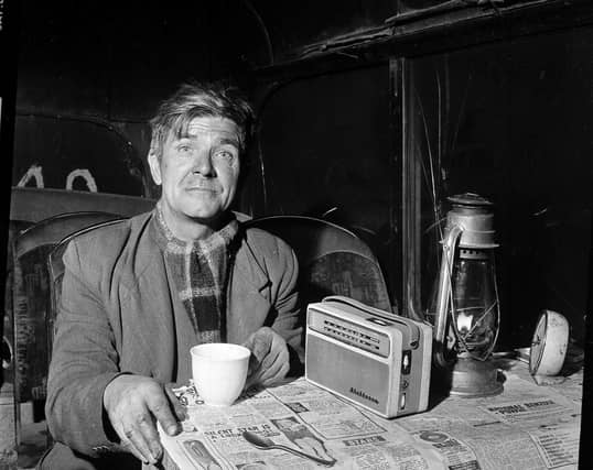 John McDonald, the nightwatchman at Leith Fort Flats, April 1960.