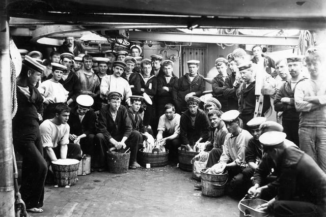 Washing clothes on HMS Duncan in 1901 at Royal Clarence Yard in Gosport
Picture: Contributed