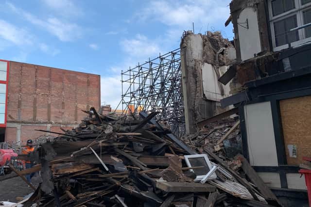 The Yorkshireman building is being reduced to rubble
