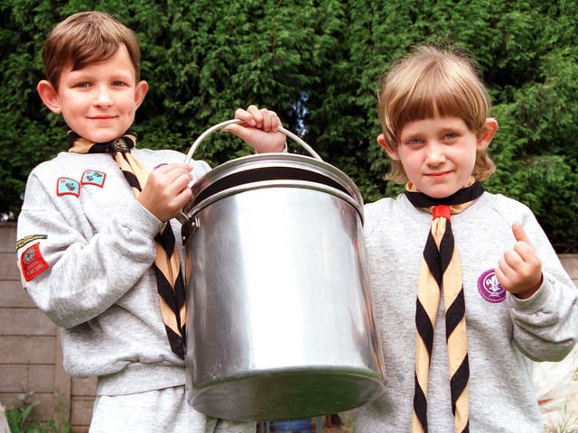 Thanks to the fund-raising efforts of scouts, venture scouts, cubs and beavers the 32nd (Armthorpe) Doncaster Scout Group has been able to buy some new outdoor cooking equipment. Our picture shows beavers Andrew Hodby, aged eight, and Joanne Pratt, aged six, in 1998