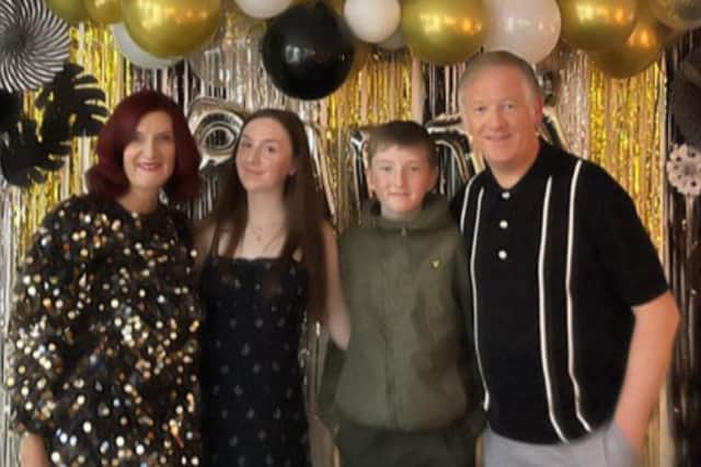 When she was diagnosed with cancer aged just 28, Sheffield teacher Petrina Drury was told she would never be able to become a mother. But she went on to have two 'miracle' babies. She is pictured with her husband and children at her fundraising party for Weston Park Cancer Charity