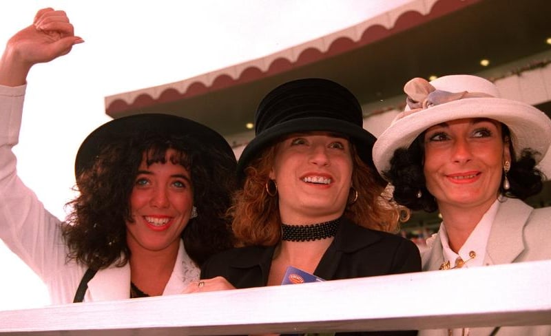 Ladies enjoying St Leger Day in 1996. Emily Baker, Debbie Hudson and Janet Bradley.