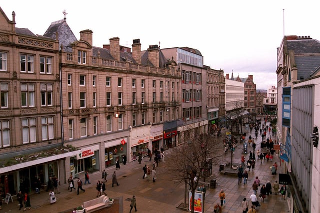 A view of Fargate, Sheffield, in October 1996