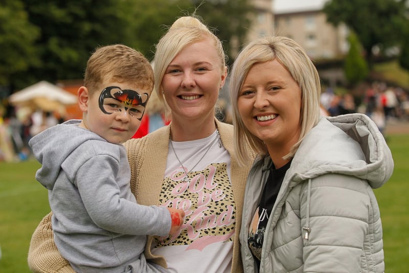 Grangemouth residents Amy, three-year-old Brodie and Alisha made the most of the opportunity to have fun in the fresh air. Picture: Scott Louden.