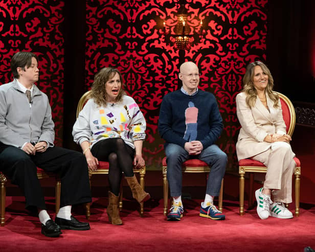 The contestants for series 22 of Taskmaster, which started this week. From left, Chloe Petts, Isy Suttie, Matt Lucas, Nina Conti and Richard Ayoade (Picture: Avalon Television Ltd/Channel 4)