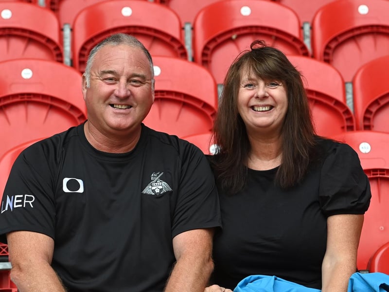 A pair of Rovers fans in the stadium during the friendly with Newcastle United